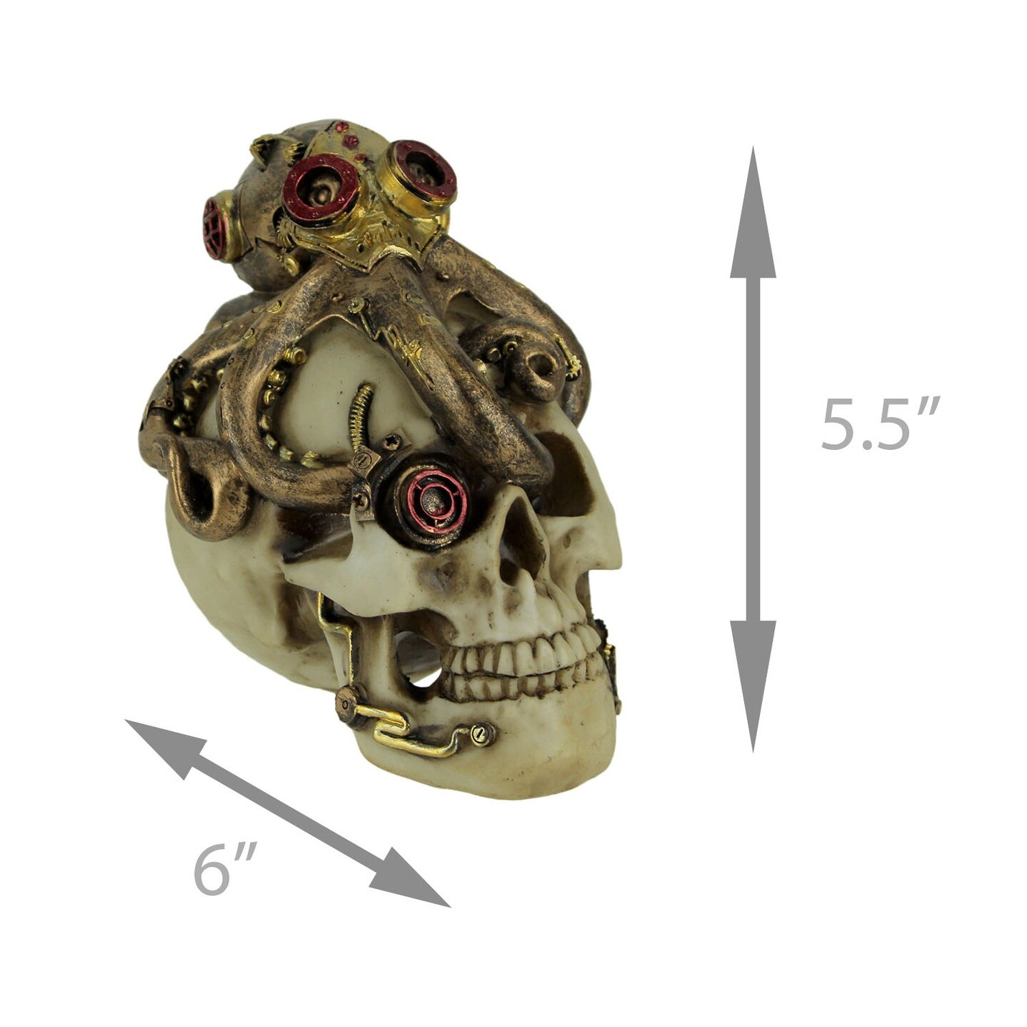 Steampunk Exploration Mechanical Octopus On Skull Statue 5 5 X 6 X 4 Inches