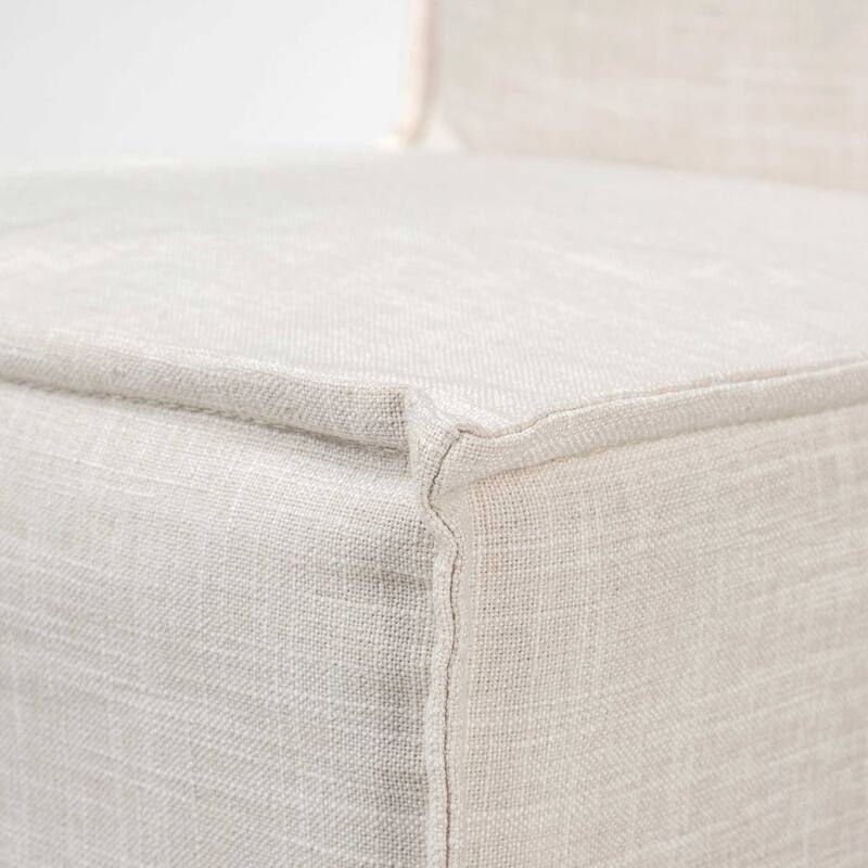 HomeRoots Beige And Brown Slipcovered Wood Parsons chair - 21.80 in. x 35.30 in. x 19.30 in.