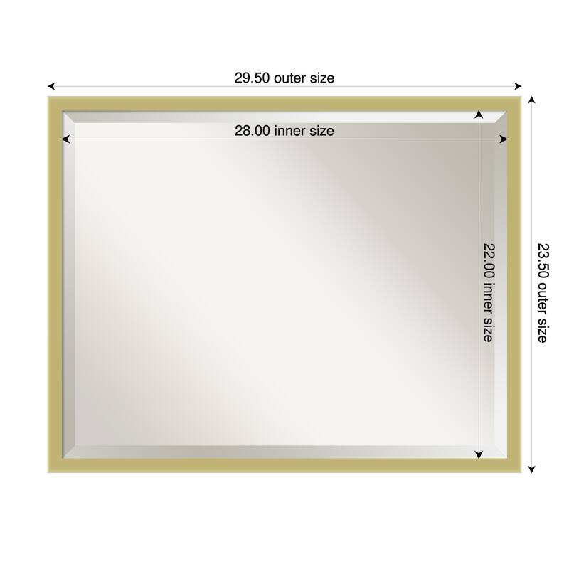 Incline Beveled Wood Framed Wall Mirror - 30 x 24 in - Incline Light Gold