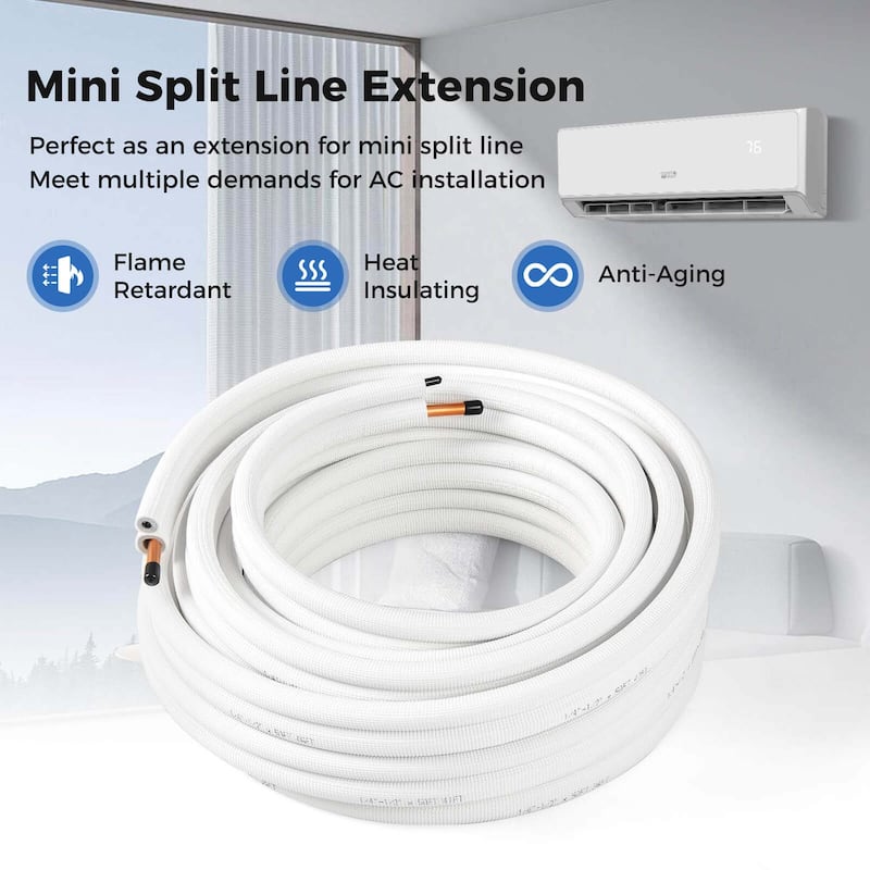 25/50 FT Mini Split Line Set PE Insulated Coil Line Extension Set