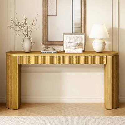 Versatile and Stylish Console Table with Curved Legs and Vertical Striped for Added Elegance