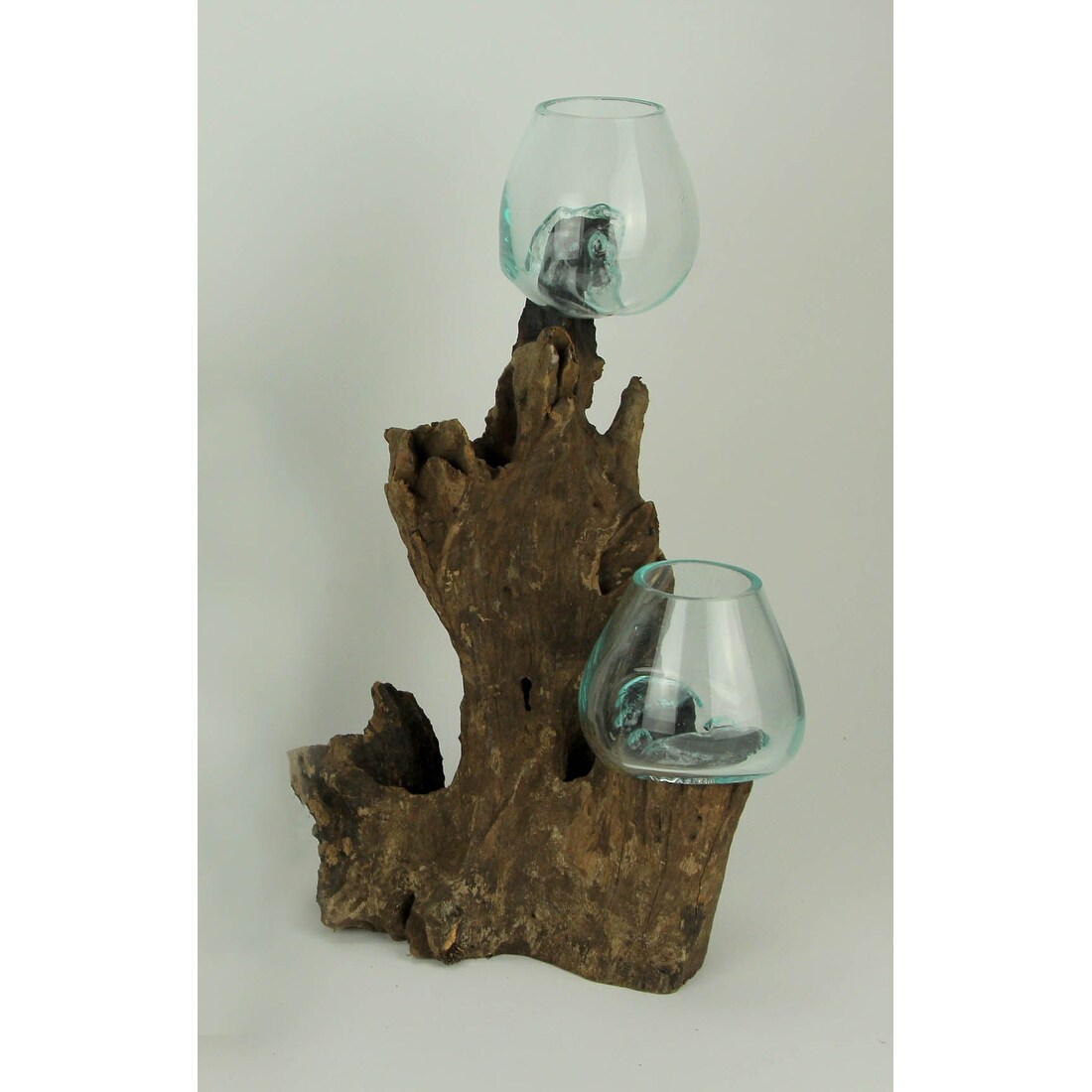 Shop Molten Glass On Coffee Wood Root Double Decorative Bowl Vase