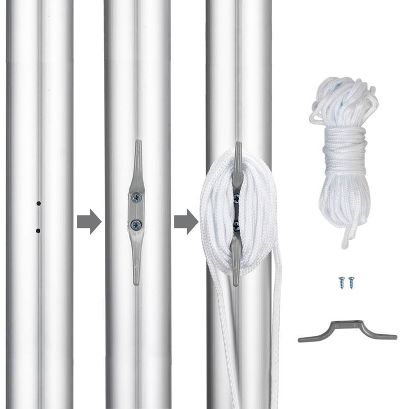 Outdoor Decoration Sectional Halyard Pole America Flag Flagpole Kit