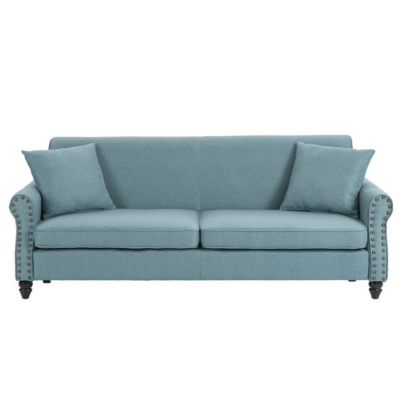 73" Sofa with Nailhead Trim Rolled Arms