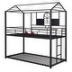 preview thumbnail 12 of 11, Twin Over Twin Metal Bunk Bed ,Metal Housebed With Slide,Three Colors Available.(Black with Red Slide)