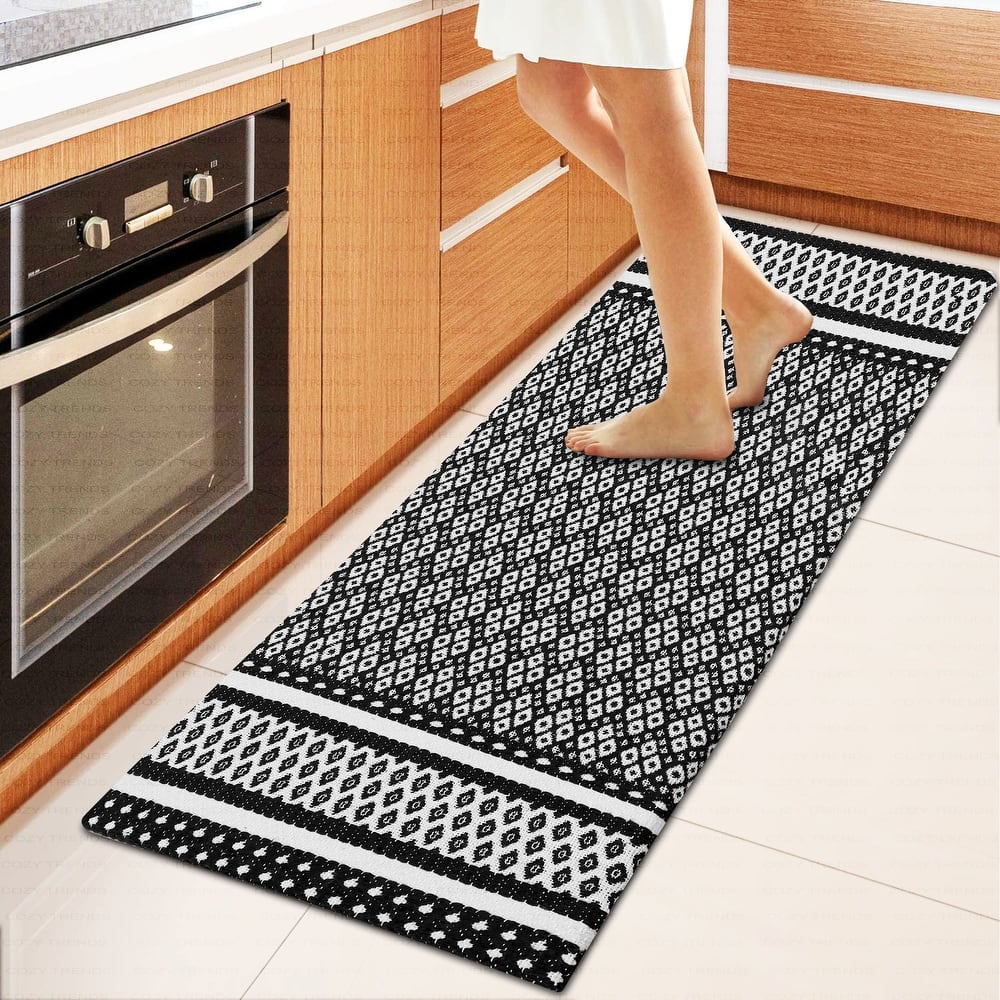 Woven Cotton Anti-Fatigue Anti-Skid Cushioned Mats - Versatile Comfort for Kitchen, Doormat, and Bathroom