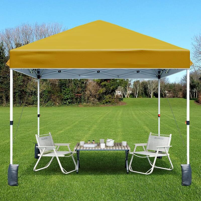 10'X10' Outdoor Folding Portable Patio Shade, Pop Up Canopy Tent with 3 Adjustable Heights - Yellow
