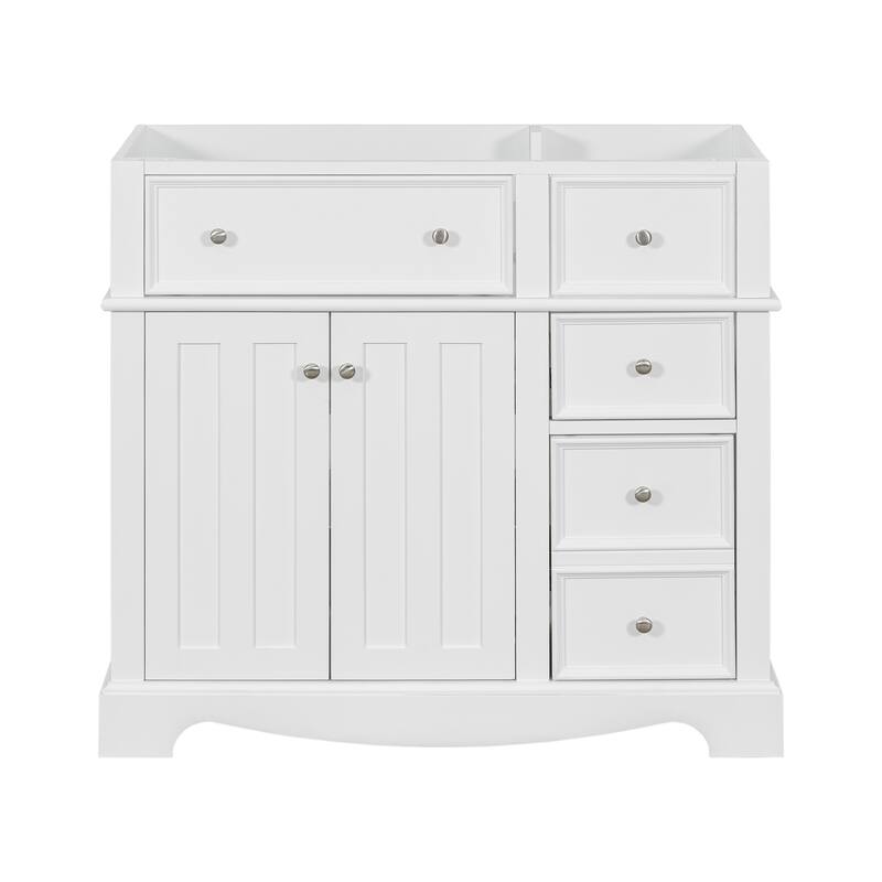 Modern White Bathroom Vanity with 3 Drawers, Soft-Close Hinges, Large Storage, Gold Knobs, and MDF Frame