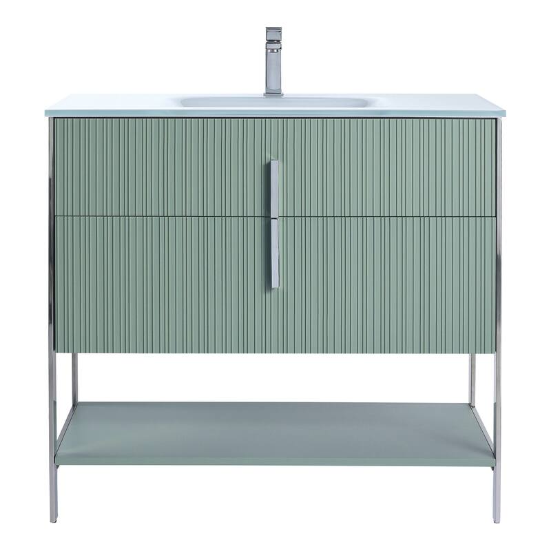 Fine Fixtures Serenity Modern Bathroom Vanity with White Glass Top