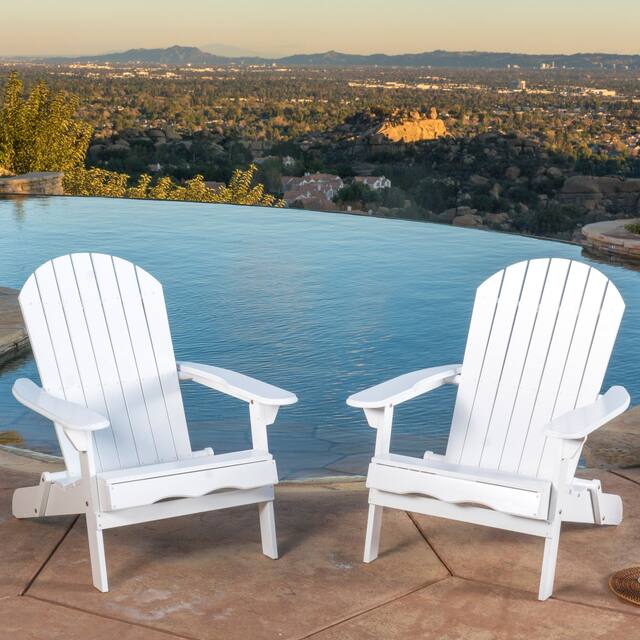 Hanlee Outdoor Rustic Acacia Wood Folding Adirondack Chair (Set of 2) by Christopher Knight Home - White