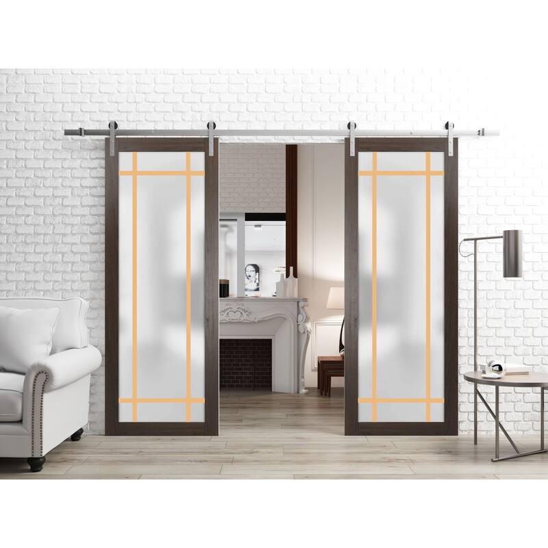 Sturdy Double Barn Door 36 x 80 Planum 2113 Chocolate Ash 13FT
