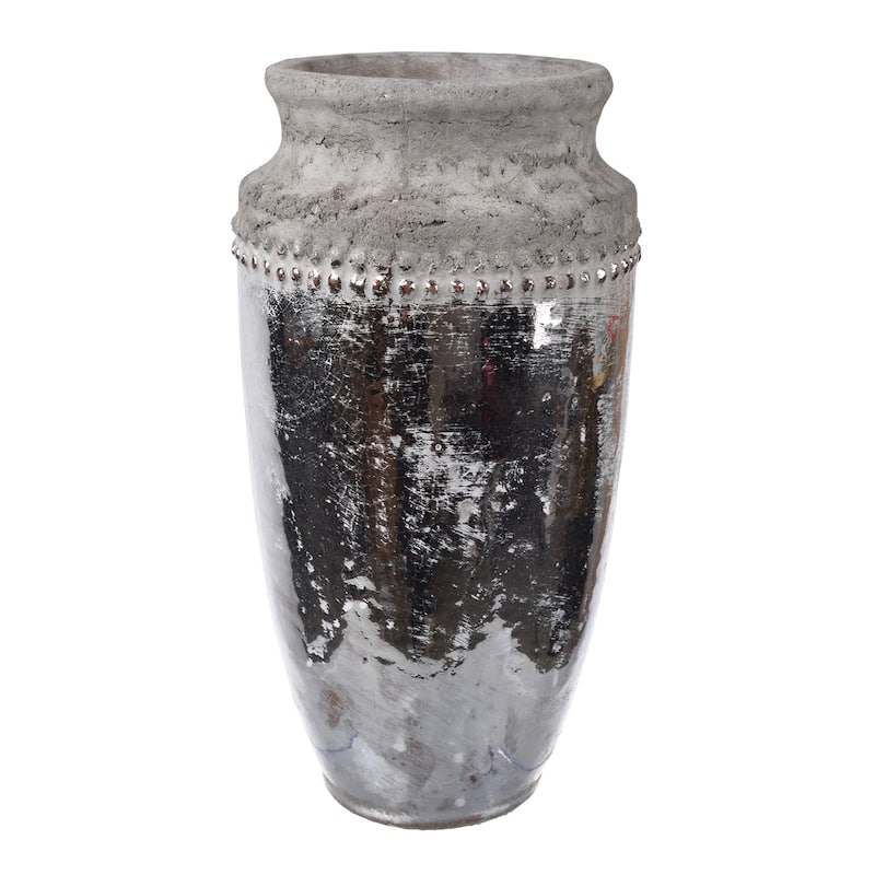 A&B Home Silver and Brown Ceramic Vase - Brown
