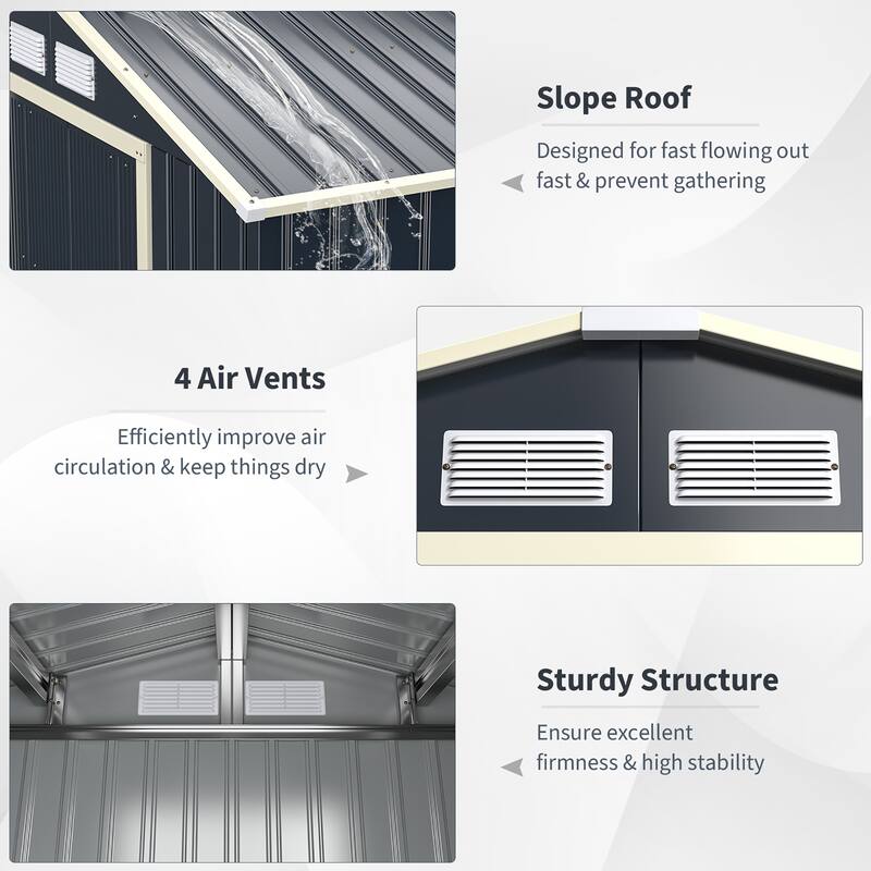Costway Metal Storage Shed for Garden and Tools w/Sliding Double