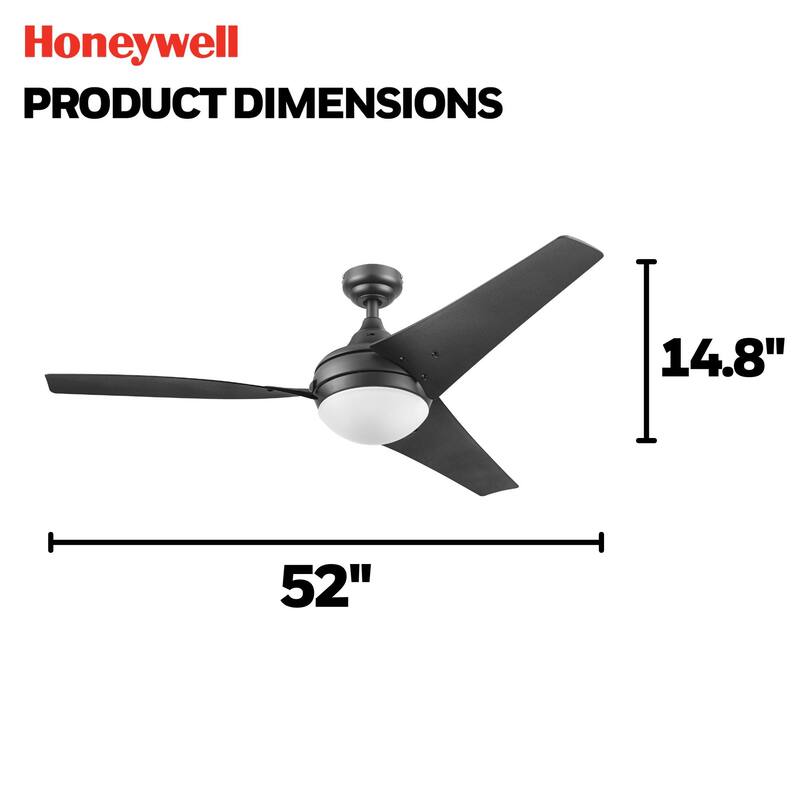 52" Honeywell Neyo Contemporary Indoor LED Ceiling Fan with Light, Remote Control
