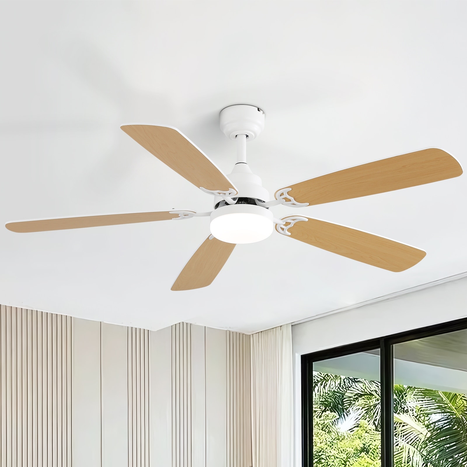 52 inch Integrated LED Ceiling Fan with Light and Remote, Flush Mount and Downrd Mount - 52 inch