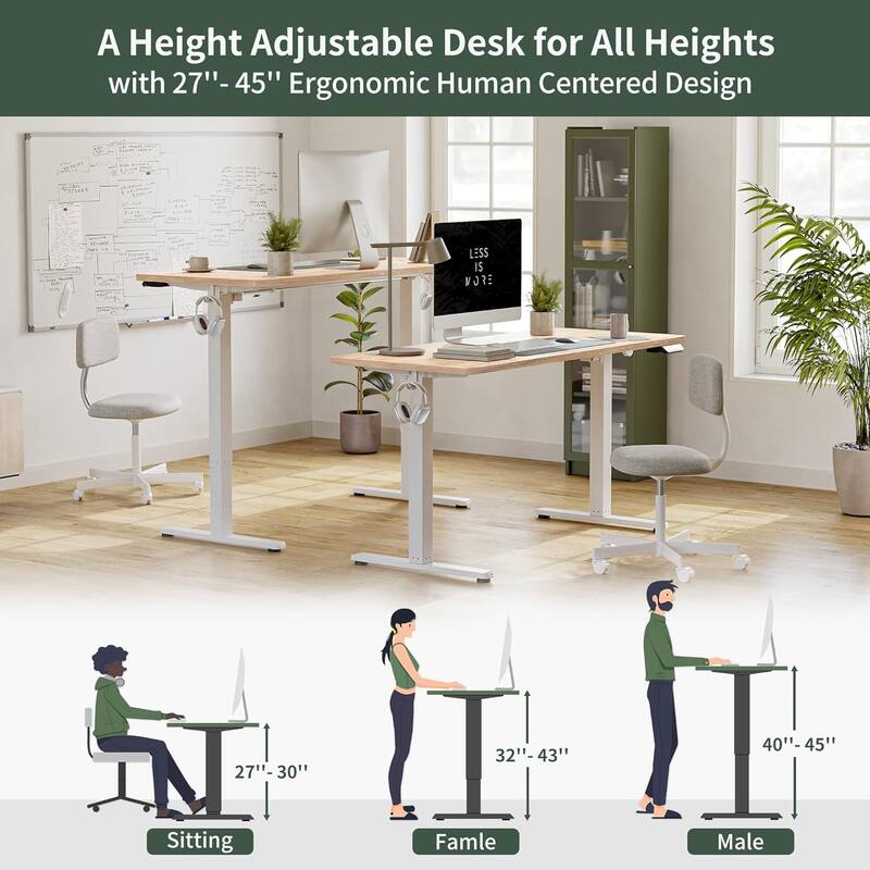 FEZIBO Electric Standing Desk, Height Adjustable Stand up Desk, Sit Stand Home Office Desk, Computer Desk