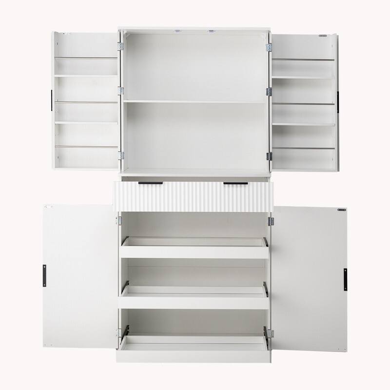 72" Kitchen Pantry Cabinet With Three Keyboard Drawers,Featuring Six Adjustable Door Shelves, Storage Cupboard