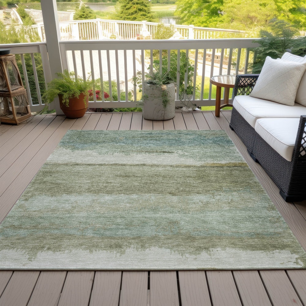Machine Washable Indoor/Outdoor Watercolor Ombre Chantille Rug