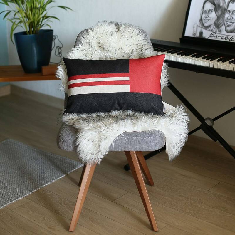 Yellow and Black Geometric Lumbar Throw Pillow