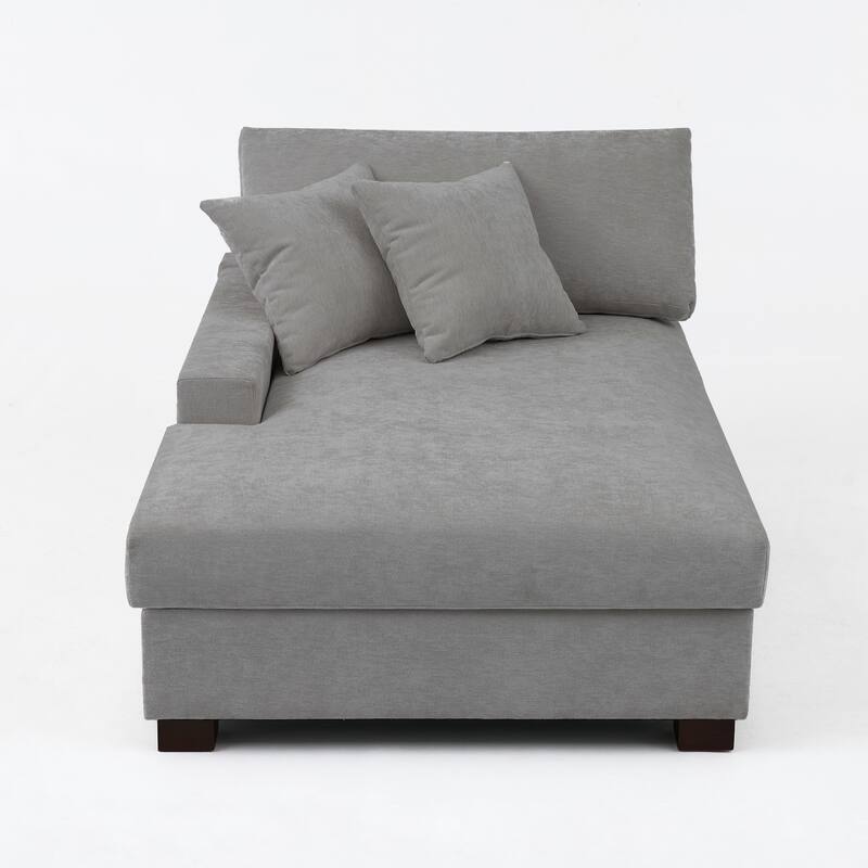 40.8"W Modern Chenille Upholstered Chaise Lounge with Pillow