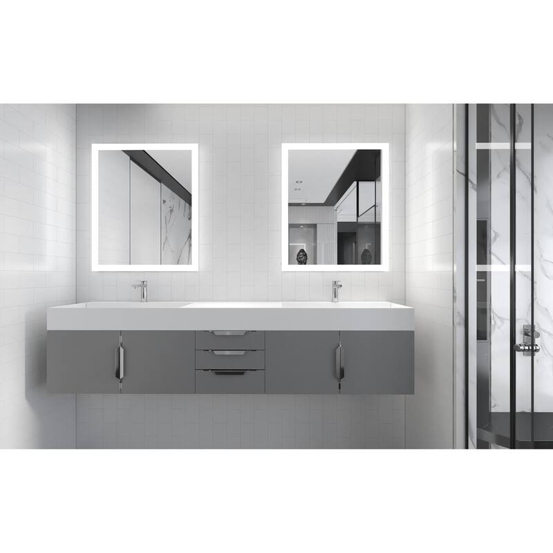 Amazon 84" Wall Mounted Double Bathroom Vanity Set w/ White Top
