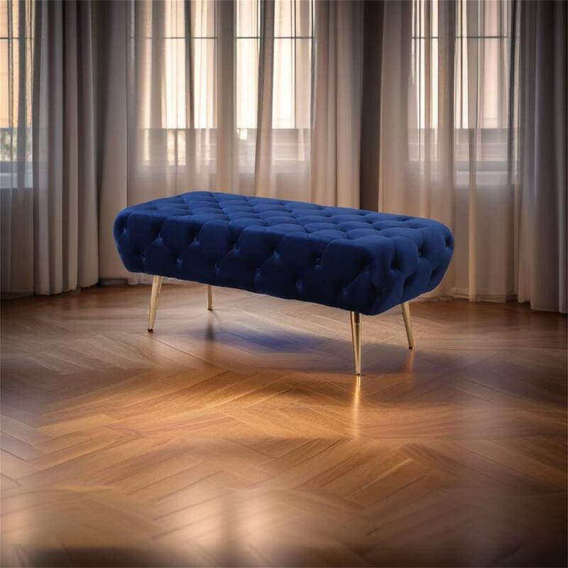 Velvet Button Tufted Bench