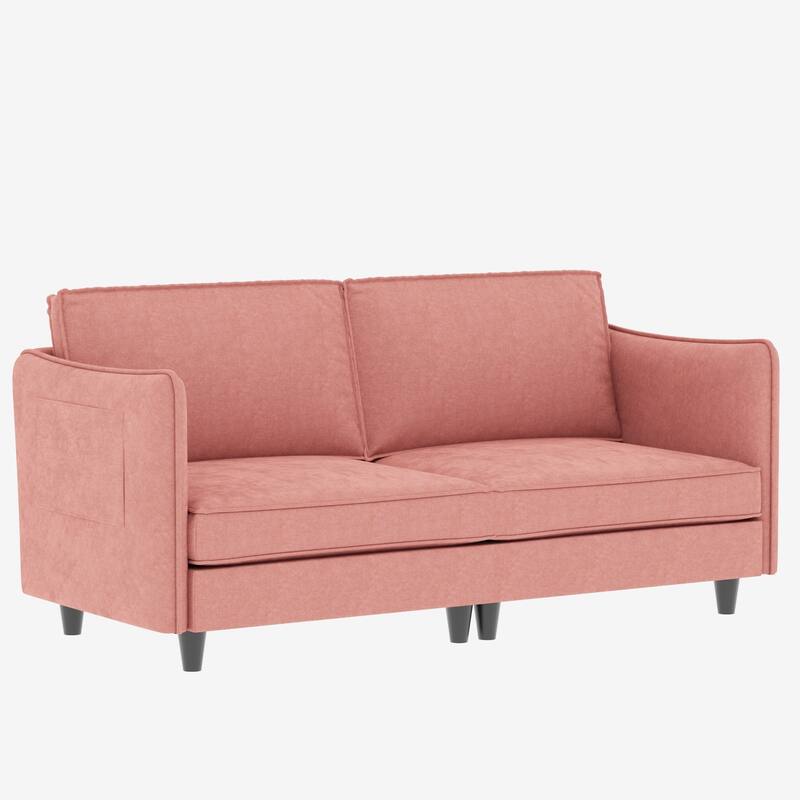 Loveseat Sofa Couch for Living Room with Side Pockets, Small Upholstered Couches Modern 2-Seater Deep Seating with Soft Cushions