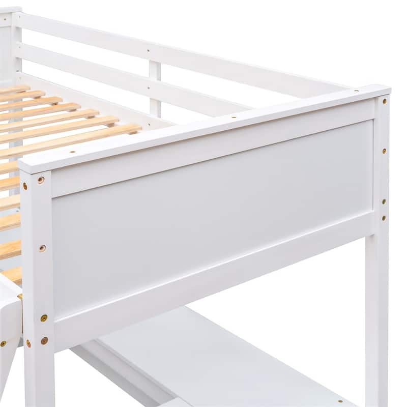 Merax Wooden Loft Bed with Shelves and Desk