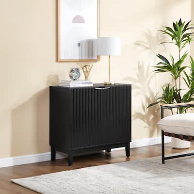 2 Doors Sideboard Buffet Cabinet, Fluted Storage Cabinet, Wood Accent Table with Adjustable Shelves, Console Table