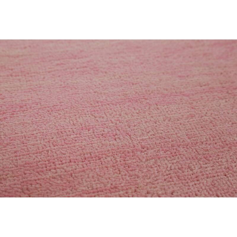 Hand Knotted Oriental 100% Wool Carpet Modern Solid Pink Gabbeh Area Rug - 12' 5'' X 9' 0''