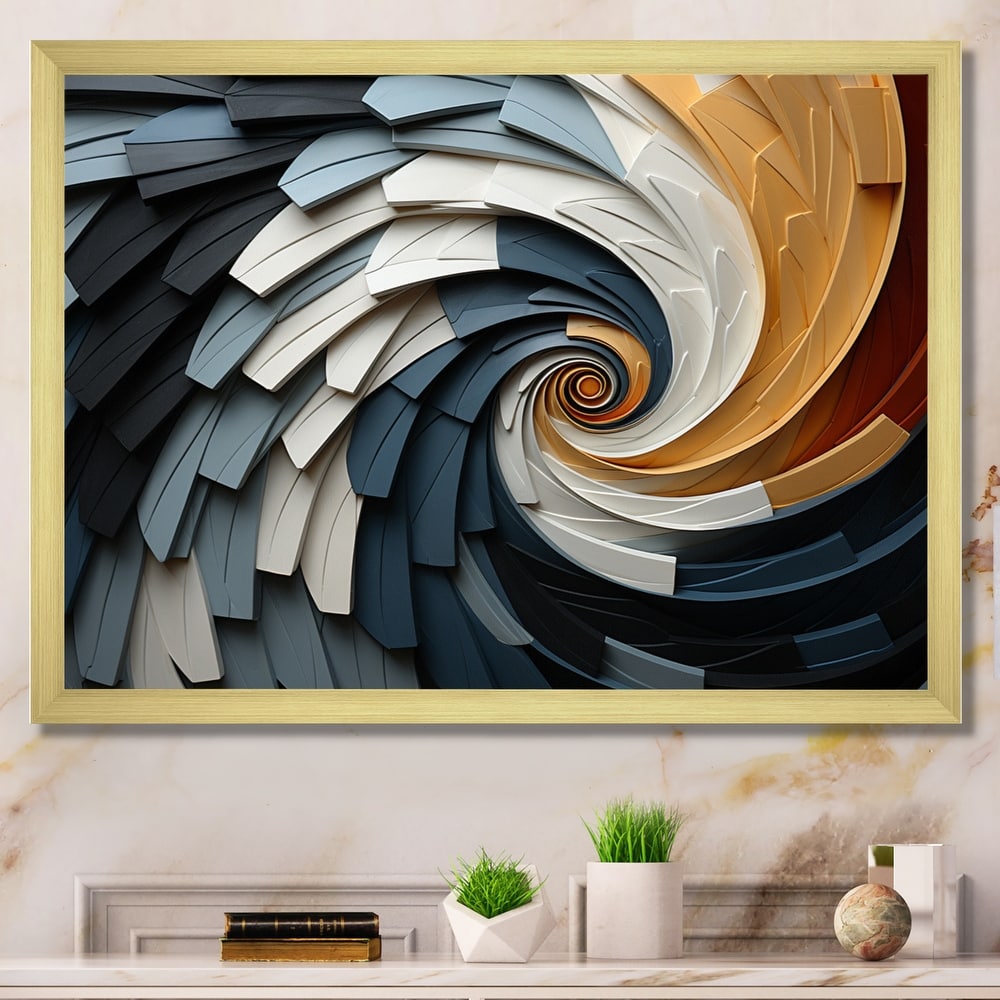 Designart "Geometric Spiral III" Abstract Spirals Framed Wall Decor