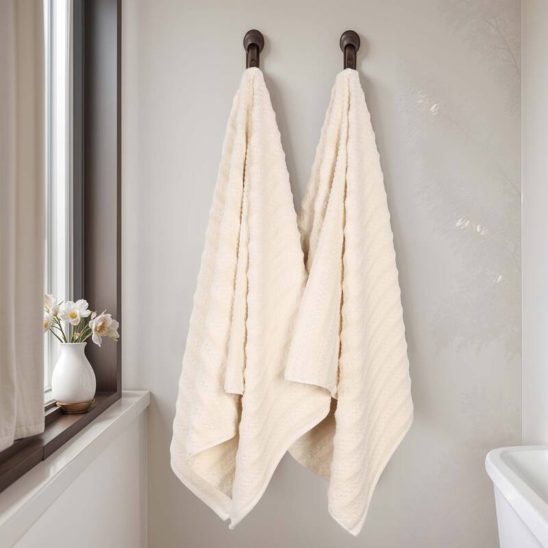 Superior Zuma Zero Twist Cotton Medium Weight Soft Absorbent Bath Sheets, Set of 2