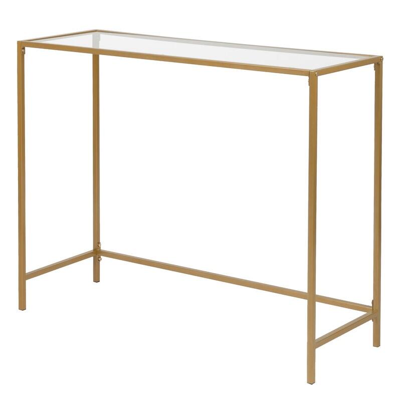 Modern Gold Frame 39.4" Entryway Console Table Glass Top