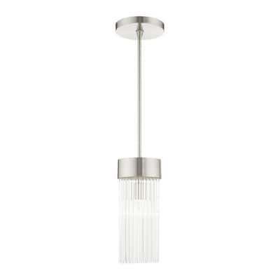 Livex Lighting 1-light Brushed Nickel Mini Pendant, 49829-91 - 7" DIA X 22" - 70" ADJ. H