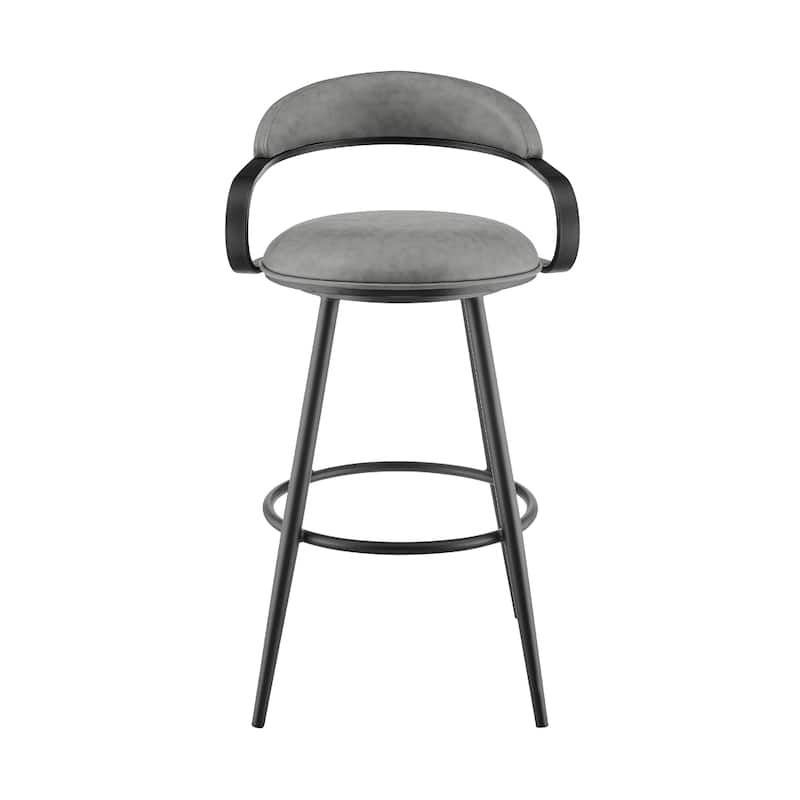 Gargy Swivel Counter Stool Chair with Floating Back, Gray Faux Leather