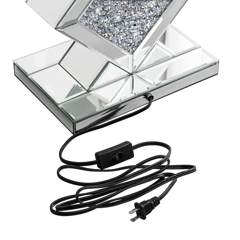 23.6"H Table Lamp With Crystal Mirrored Glass Base
