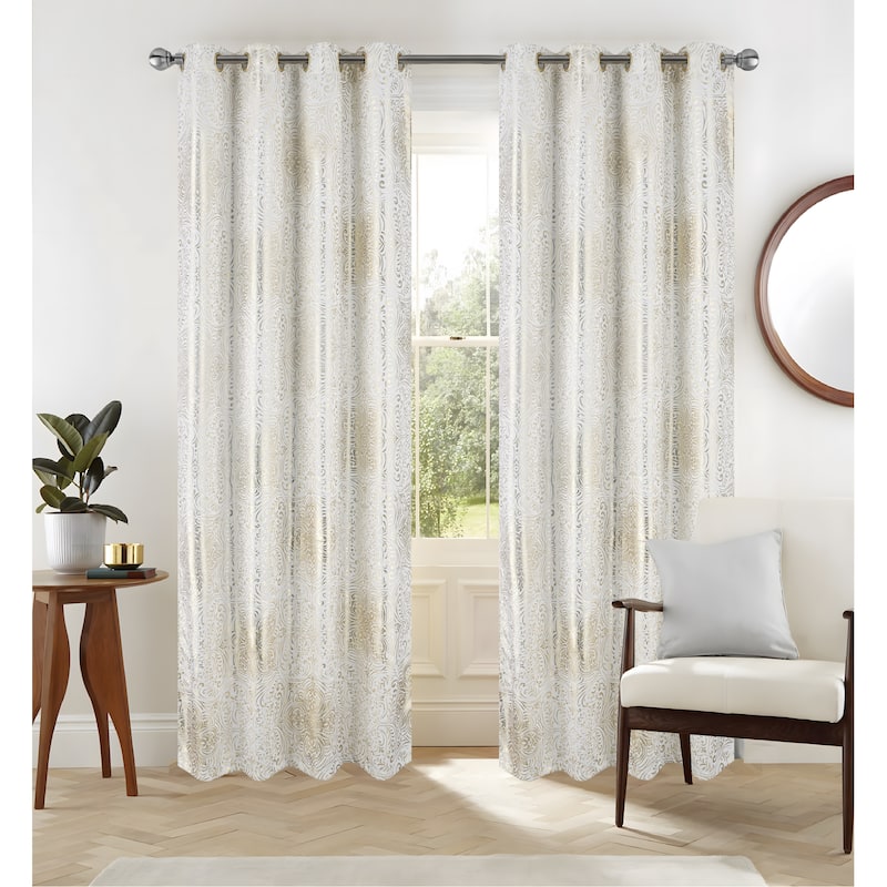 Helena Foil Privacy Window Curtain - White