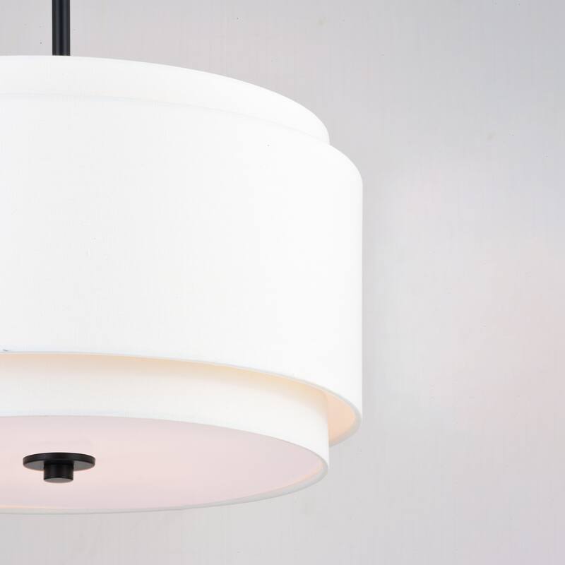 Burnaby 4 Light Mid-Century Modern Drum Pendant White Linen - 20.5-in W x 15.75-in H x 20.5-in D