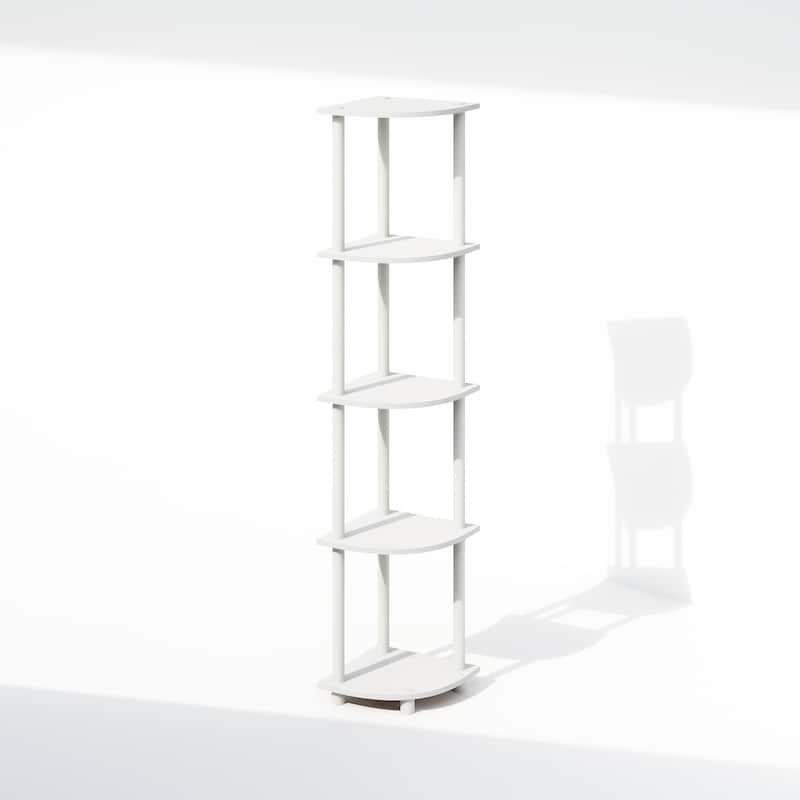 5 Tiers Wood Household Shelving Unit in White (11.6 in. W x 57.7 in. H x 11.6 in. D)
