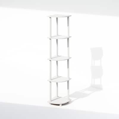 5 Tiers Wood Household Shelving Unit in White (11.6 in. W x 57.7 in. H x 11.6 in. D)