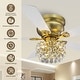preview thumbnail 7 of 14, 48-inch Modern Brass Crystal Low Profile Chandelier Ceiling Fan with Light and Remote Control - 48" W x 15.1" H