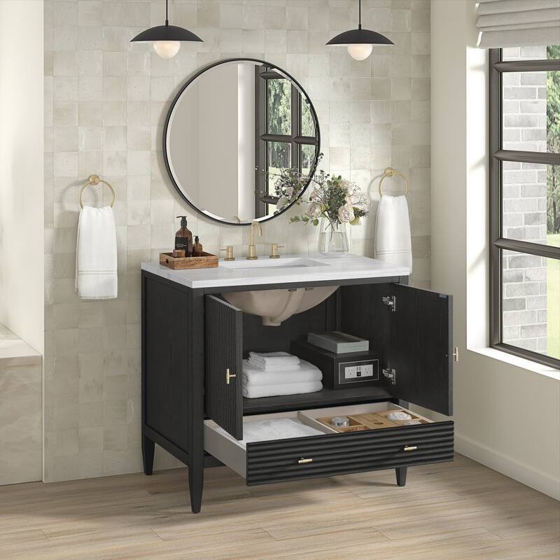 James Martin Vanities 485-V36-3AF Myrrin 36" Single Basin Wood Vanity