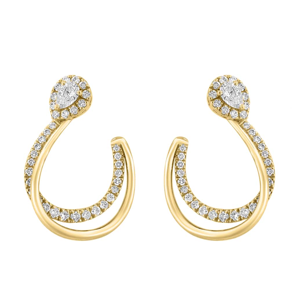 EFFY 14K Yellow Gold Pear-Shaped Diamond Open-Hoop Earrings