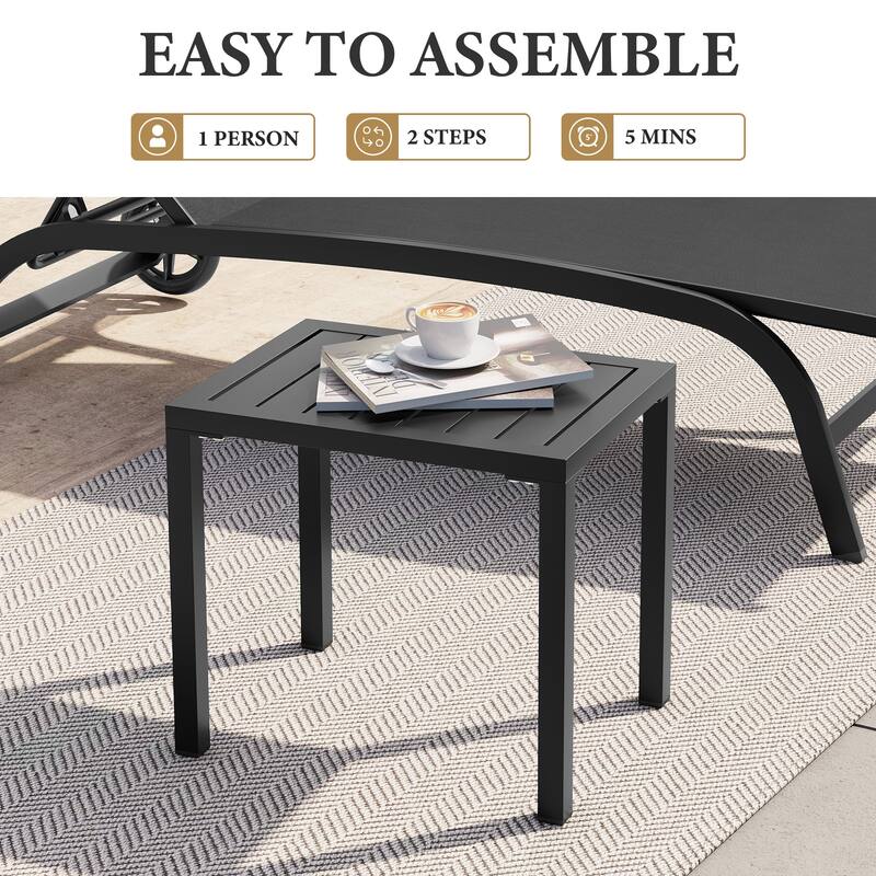 Outdoor Patio Adjustable Chaise Lounge Chairs with Side Table Set