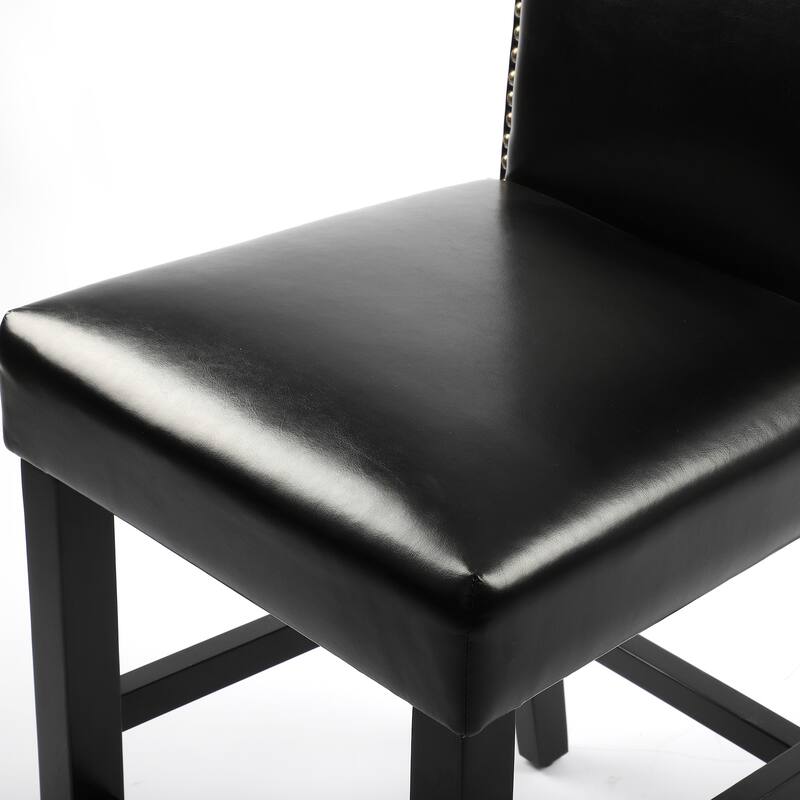 24 Inches Faux Leather Counter Height Bar Stools with Nailhead Trim