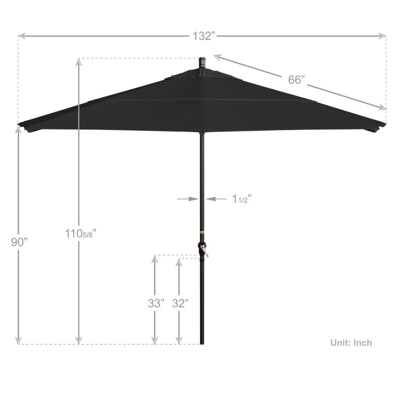 California Umbrella 11' Round Aluminum Crank Open Auto Tlit Patio Umbrella, Bronze Finish, Double Wind Vent.