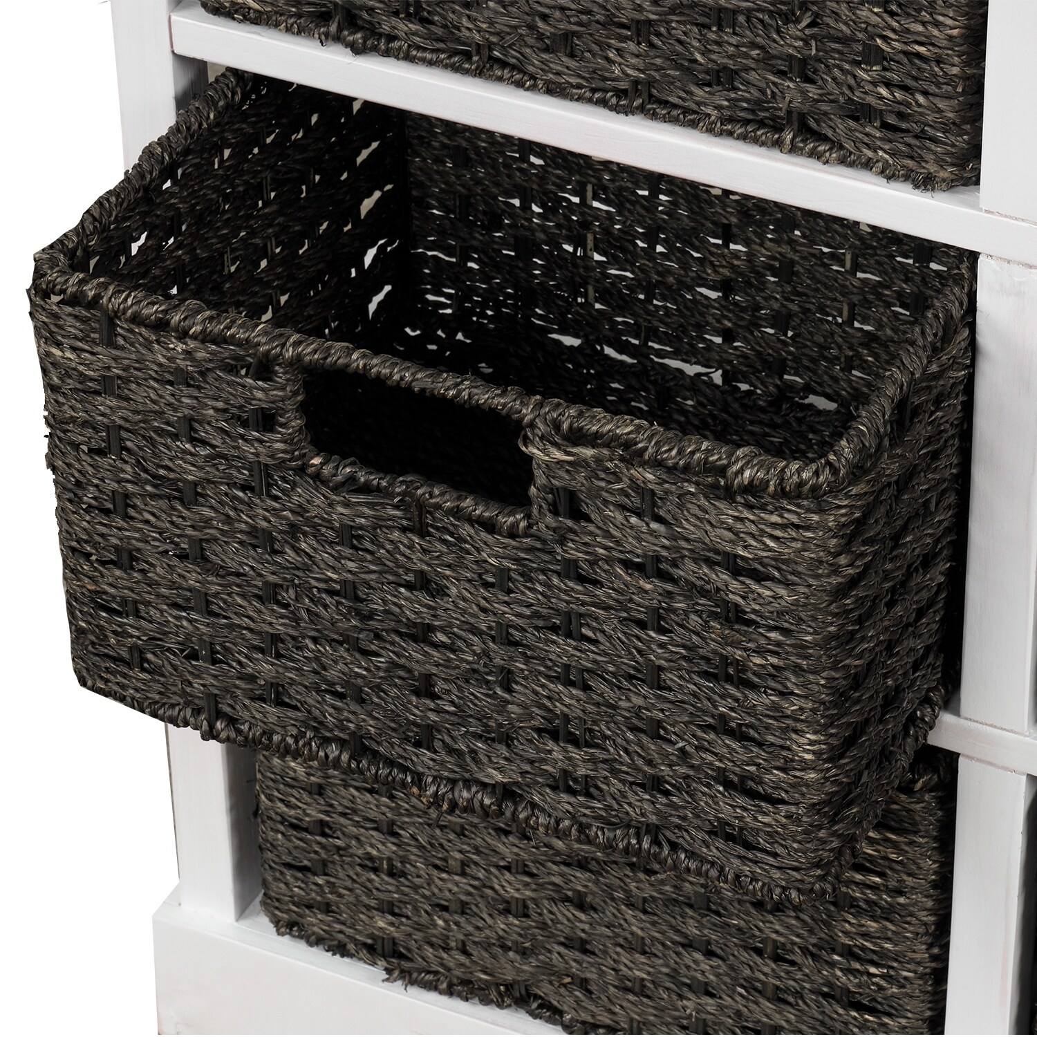 Shop Black Friday Deals On Vintage White Storage Cabinet With 6 Rattan Baskets On Sale Overstock 32203811