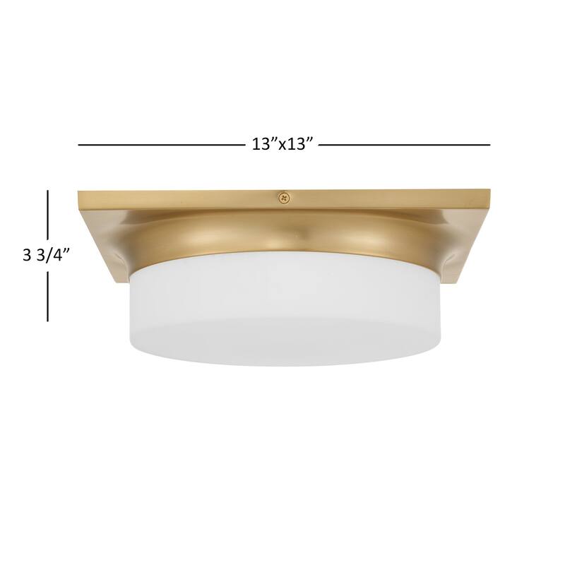 Aura 13" Antique Brass LED Flush Mount Ceiling Light