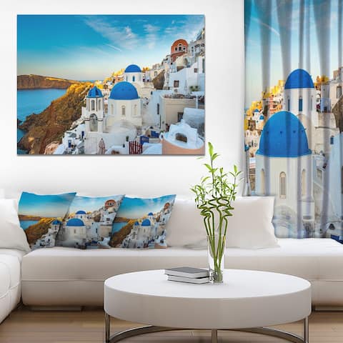 Designart "Beautiful Santorin Houses Greece" Large Cityscape Art Print on Canvas