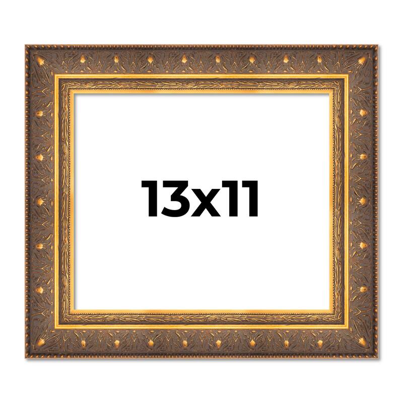 13x11 Frame Vintage Gold Solid Wood Picture Frame | 2.5 Inch Moulding